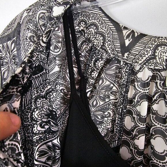 Whimsigoth Bohemian Black White Mosaic Pattern Summer Spring Hippy Dress CacheXS - Picture 9 of 14